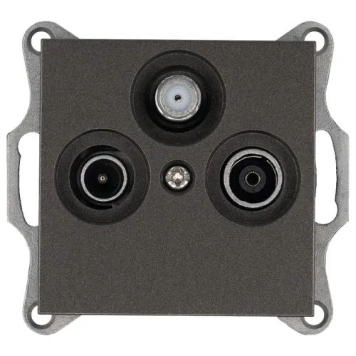 Розетка телевизионная проходная TV + FM + SAT 3-м Ф9.5мм механизм мокко Jasmart G6207Z