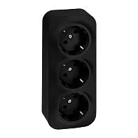 Розетка 3-м ОП Quteo 16А IP20 250В 3х2P+E с заземл. защ. шторки черн. матов. IEK 782473