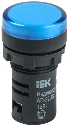 Лампа светосигнальная AD22DS d22мм 12В AC/DC син. KARAT IEK BLS10-ADDS-012-K07