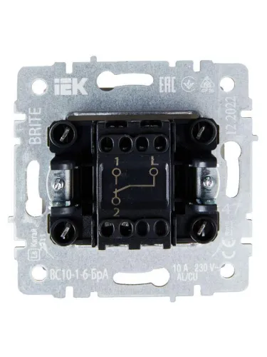 Выключатель проходной 1-кл. СП BRITE ВС10-1-6-БрА 10А механизм алюм. IEK BR-V12-0-10-K47 фото 5