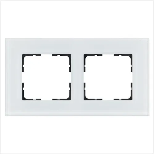 Рамка 2-м G-Glass стекло бел. White Glass Jasmart G1002GW