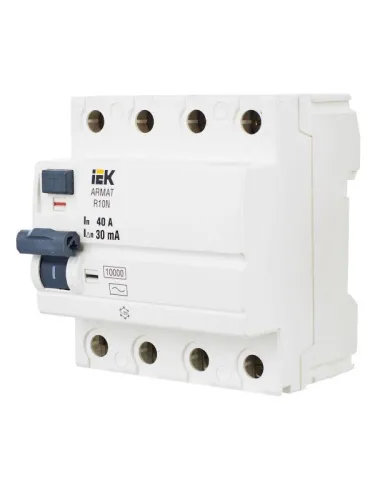 Выключатель дифференциального тока (УЗО) 4п 40А 30мА тип A ВДТ R10N ARMAT IEK AR-R10N-4-040A030 фото 4