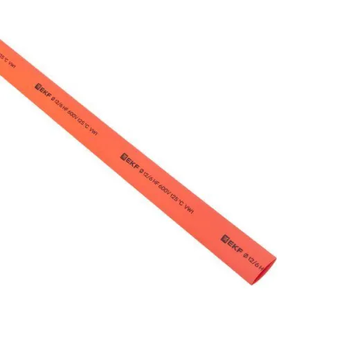 Трубка термоусадочная ТУТ нг 12/6 красн. 1м (уп.50м) PROxima EKF tut-12-r-1m