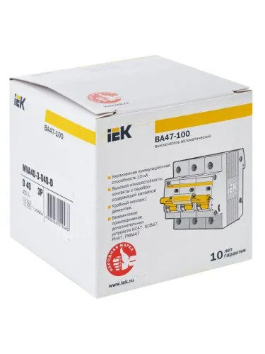Выключатель автоматический модульный 3п D 40А 10кА ВА47-100 KARAT IEK MVA40-3-040-D фото 11