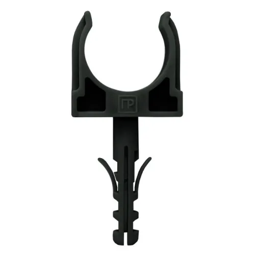 Держатель для труб (клипса) d32мм с дюбелем черн. (в малой упак.) (уп.10шт) Промрукав PR13.0306