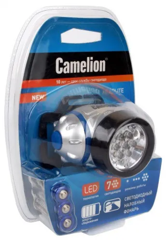 Фонарь налобный LED5310-7F3 (7LED 3 режима; 3хR03 в комплекте; метал.) Camelion 7534 фото 3