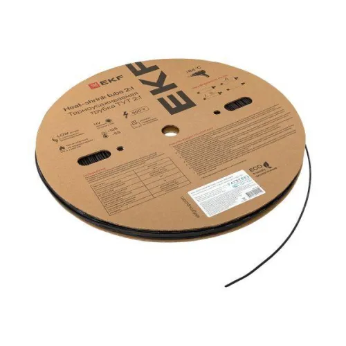 Трубка термоусадочная ТУТ нг 2/1 черн. (уп.200м) EKF tut-2-b фото 2