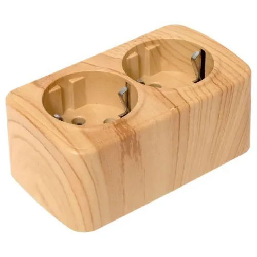 Розетка 2-м ОП Минск 16А IP20 с заземл. свет. дерево EKF EGR16-128-30 фото 7