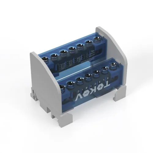 Шина на DIN-рейку в корпусе (кросс-модуль) 2 группы по 7 отверстий 100А TOKOV ELECTRIC TKE-DBTB-100-2-7/L+PEN фото 4