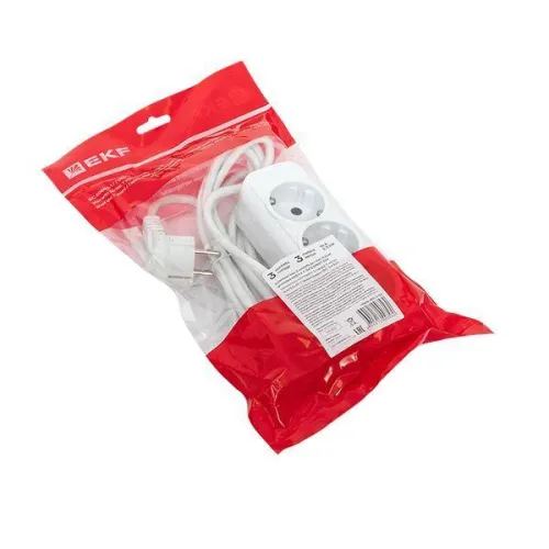 Удлинитель 3х3м с заземл. 16А IP20 Эксперт 3.0кВт ПВС 3х1 PROxima EKF UBA16-310-3-03 фото 2