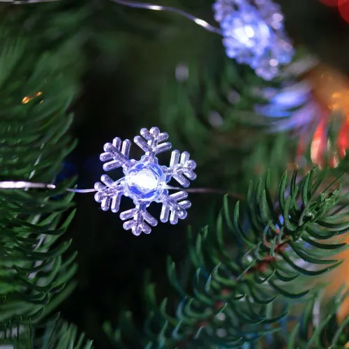 Гирлянда светодиодная "Снежинки" 2м 20LED бел. 2Вт 6В IP20 провод прозр. элементы питания 2хCR2032 (в компл.) Neon-Night 303-010 фото 2