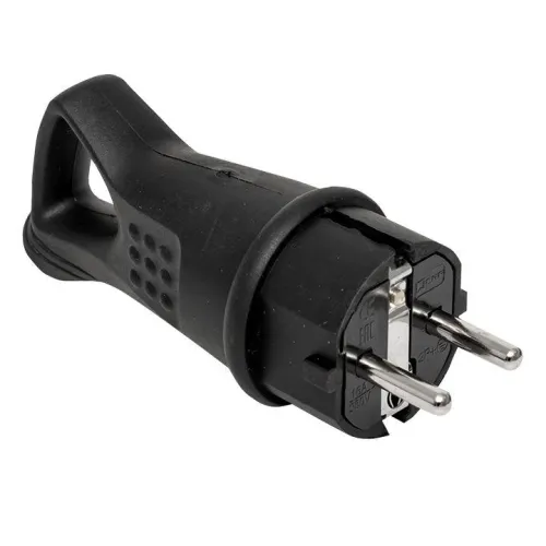 Вилка угловая 16А 2P+PE 230В IP44 с кольцом каучук Basic EKF RPS-017-16-230-44 фото 3