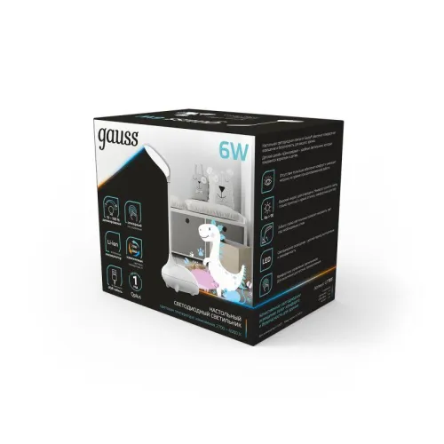 Светильник светодиодный настольный Qplus 6Вт 2700-6000К 330лм 5В аккум. Li-ion 1200мА.ч диммир. детский бел. GAUSS GT7011 фото 5