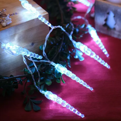 Гирлянда светодиодная "Сосульки" 1.5м 10LED бел. 0.1Вт IP20 провод ПВХ прозр. элементы питания 2хAA (не в компл.) Neon-Night 303-094 фото 4