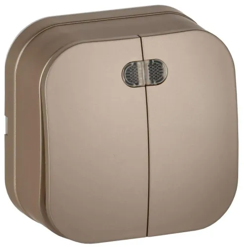 Выключатель 2-кл. ОП GLORY ВС20-2-1-ХШм 10А с индикацией шампань матов. IEK EVH21-K37M-10