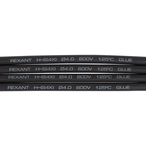 Трубка термоусадочная двустенная клеевая 4/1 (4:1) 1м черн. (уп.10шт) Rexant 23-4006 фото 2