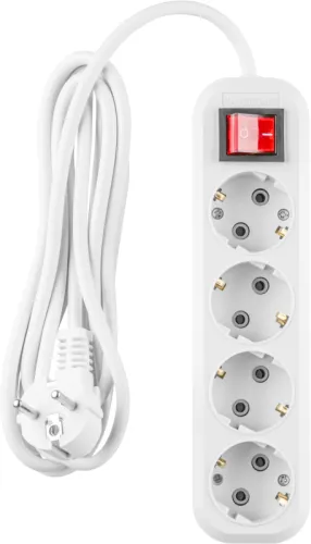 Удлинитель 4х2м с заземл. 16А IP20 90 808 OPE-S-04-200-ESC-3x1 с кнопкой бел. ОНЛАЙТ 90808 фото 3
