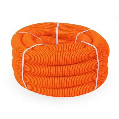 Труба гофрированная ПВХ легкая d50мм с протяжкой 350 Н оранж. (уп.15м) Промрукав PR01.0135 фото 2