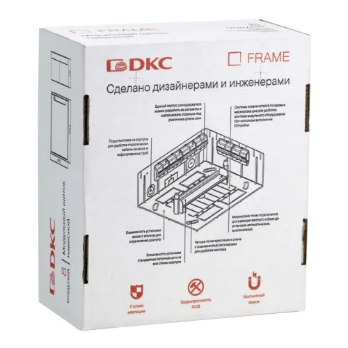 Щиток 8 мод. настенный FRAME с тонированной дверцей с 2 шинами PEN на 6 и 8 отв. бел. DKC F08W1WD фото 3