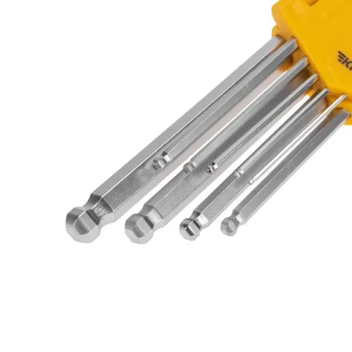 Набор ключей имбусовых HEX 1.5-10мм CrV 9шт удлиненные с шаром Kranz KR-12-5211 фото 7