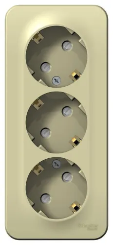 Розетка 3-м ОП Blanca 16А IP20 250В с заземл. защ. шторки с изолир. пластиной беж. SE BLNRA011317 фото 2