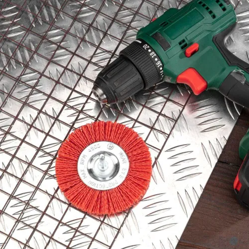 Щетка дисковая для дрели нейлоновая проволока с абразивным покрытием 100мм Kranz KR-91-1233 фото 7