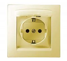 Розетка 1-м СП Simon15 16А IP44 250В с заземл. Schuko защ. шторки с крышкой винт. клеммы сл. кость Simon 1590450-031