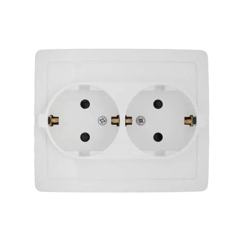 Розетка 2-м СП Simon15 16А IP20 250В с заземл. Schuko защ. шторки винт. клеммы бел. Simon 1590451-030