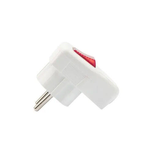 Вилка Евро угловая 16А с заземл. с кнопкой бел. Rexant 16-0730 фото 4