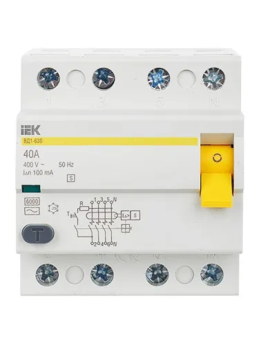 Выключатель дифференциального тока (УЗО) 4п 40А 100мА тип ACS ВД1-63S KARAT IEK MDV12-4-040-100 фото 4