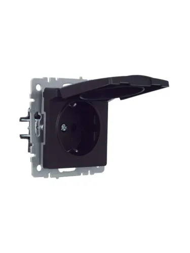 Розетка BRITE РСбш10-3-44-БрЧ 16А IP44 с заземл. защ. шторки с крышкой механизм черн. IEK BR-R16-16-44-K02 фото 6