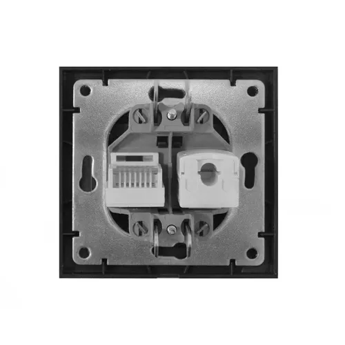 Розетка компьютерная + телефонная 2-м СП Бриллиант в сборе графит Universal 7947618-Gr фото 3