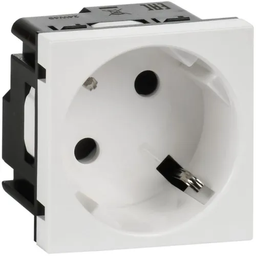Розетка 2мод. 16А 250В 45град. с заземл. защ. шторки винт. зажимы бел. ИЭК Leg 4521052