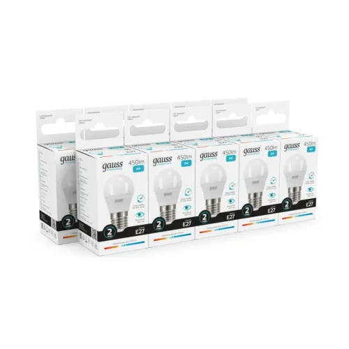 Лампа светодиодная Elementary 6Вт P45 шар 4100К нейтр. бел. E27 450лм GAUSS 53226 фото 2