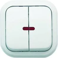 Выключатель 2-кл. ОП Валентина 10А IP20 А56-176 с индикацией бел. Кунцево 7636