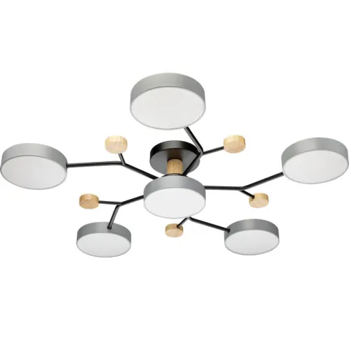 Люстра светодиодная SCANDIA 84Вт 800х800х170мм 30кв.м потолочная ДУ 3 режима диммир. сер./черн./дерево Ritter 52079 5 фото 2