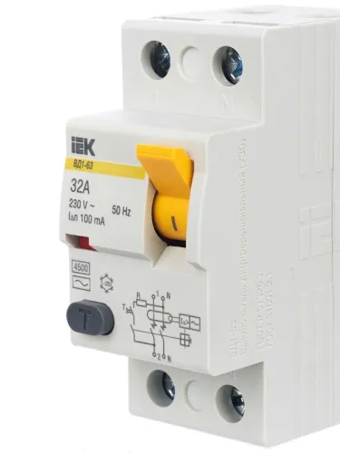 Выключатель дифференциального тока (УЗО) 2п 32А 100мА тип AC ВД1-63 KARAT IEK MDV10-2-032-100 фото 8