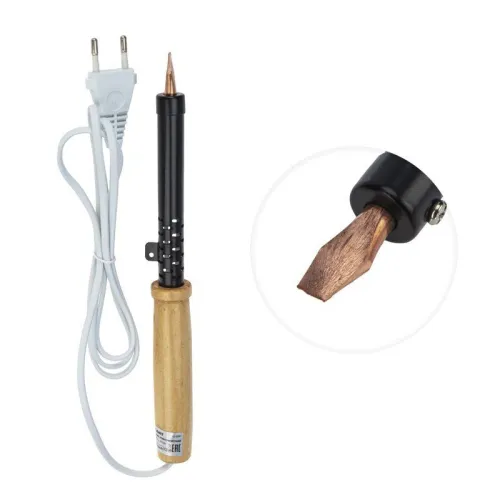 Паяльник ЭПСН 220В 100Вт дерев. ручка ПД Rexant 12-0291 фото 2