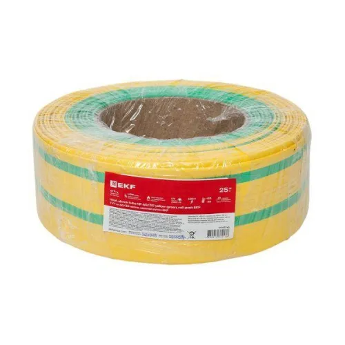 Трубка термоусадочная ТУТ нг 60/30 желт./зел. PROxima (уп.25м) EKF tut-60-yg