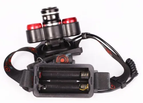 Фонарь налобный аккумуляторный LED5338 3.7В 3LED 5Вт фокус 2 ак. 4 реж. USB бокс черн. Ultraflash 15032 фото 5