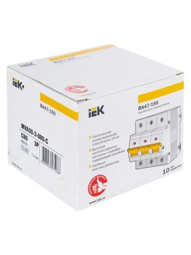 Выключатель автоматический модульный 3п C 80А 15кА ВА47-150 KARAT IEK MVA50-3-080-C фото 11