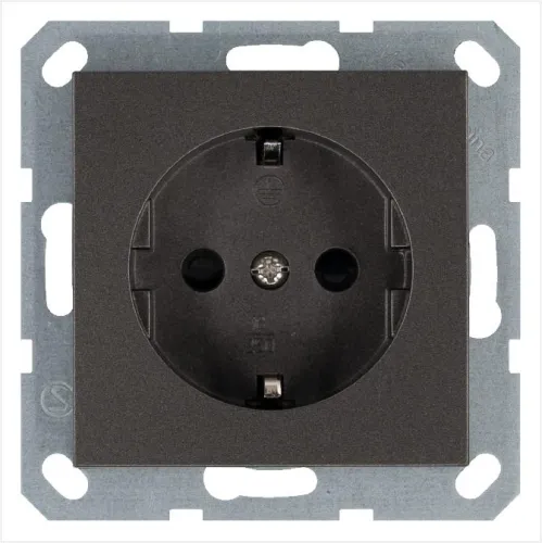Розетка 1-м Shuko 16А IP20 с заземл. защ. шторки механизм мокко Jasmart G5501Z