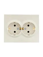 Розетка 2-м СП VESNA с заземл. ПБТ кремов. LEZARD 742-0300-127B