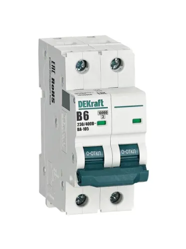 Выключатель автоматический модульный 2п B 6А 10кА ВА-105 DEKraft 13115DEK