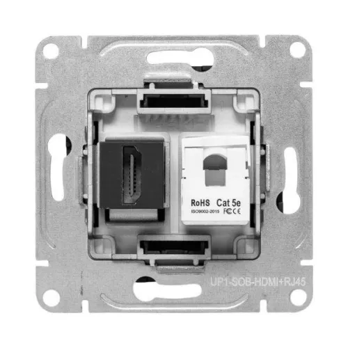 Розетка СП Эпика HDMI + RJ45 кат.5 механизм черн. EKF UP1-SOB-HDMI+RJ45 фото 5