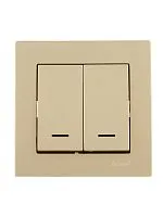 Выключатель двойной с подсветкой VESNA зол. LEZARD 742-3688-112