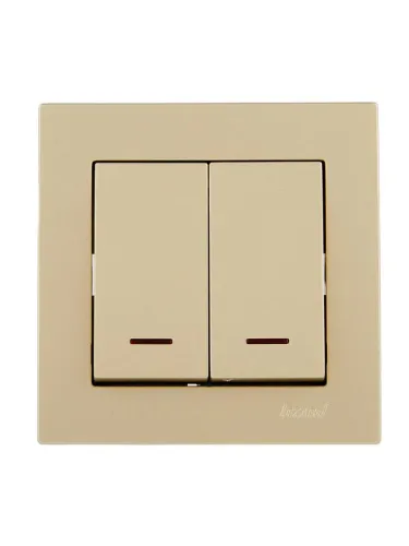 Выключатель двойной с подсветкой VESNA зол. LEZARD 742-3688-112