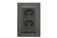 Розетка 2-я Karea LINE STAR без заземл. дым. металлик Makel 86050017