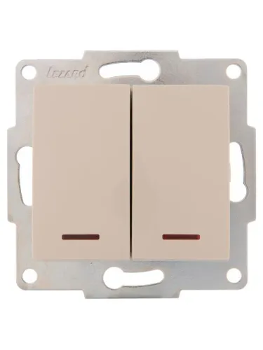 Выключатель 2-кл. 1п СП Karina 10А IP20 с подсветкой механизм крем. LEZARD 707-0388-112