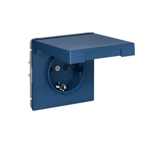 Розетка ArtGallery 16А IP20 с заземл. со шторками с крышкой быстрозажим. клем. механизм аквамарин SE GAL001146S фото 2